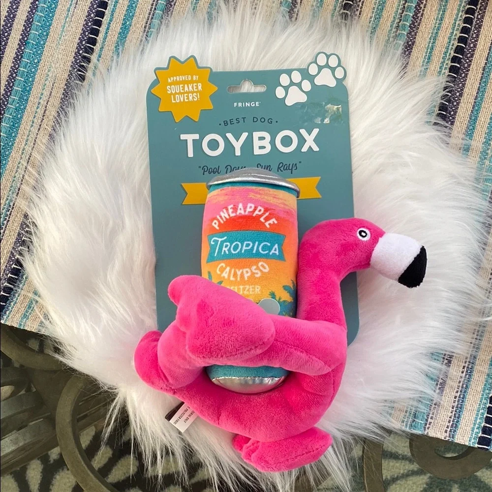 New Fringe Studio Pink Stuffed Flamingo dog 2 toys in one Toy